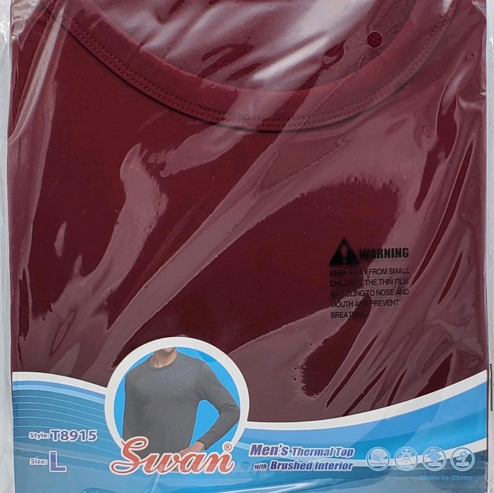 Men's LS Swan Thermal Shirt Size Large Burgundy